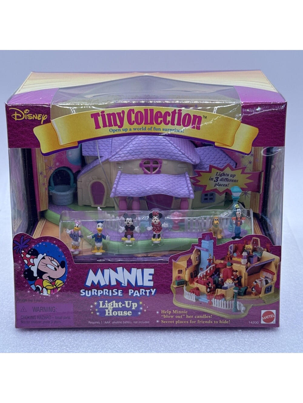 Disney Tiny Collection Minnie Surprise Party Light Up House Mattel #14200 Sealed